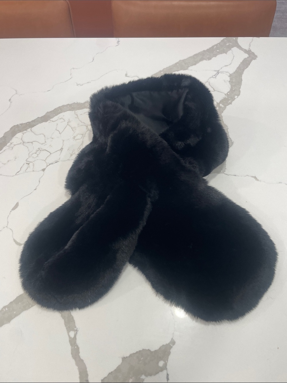 Black Faux Fur Scarf - Women's Cozy Neck Warmer